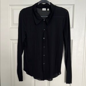 Aritzia Wilfred Sheer Black Button-Up Blouse